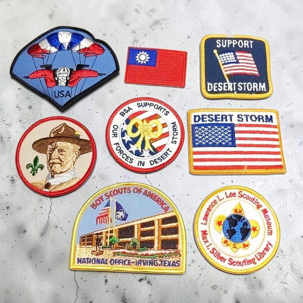 VTG BSA Boy Scout Desert Storm USA Military Embroidered Patch Lot 8pc 1990s